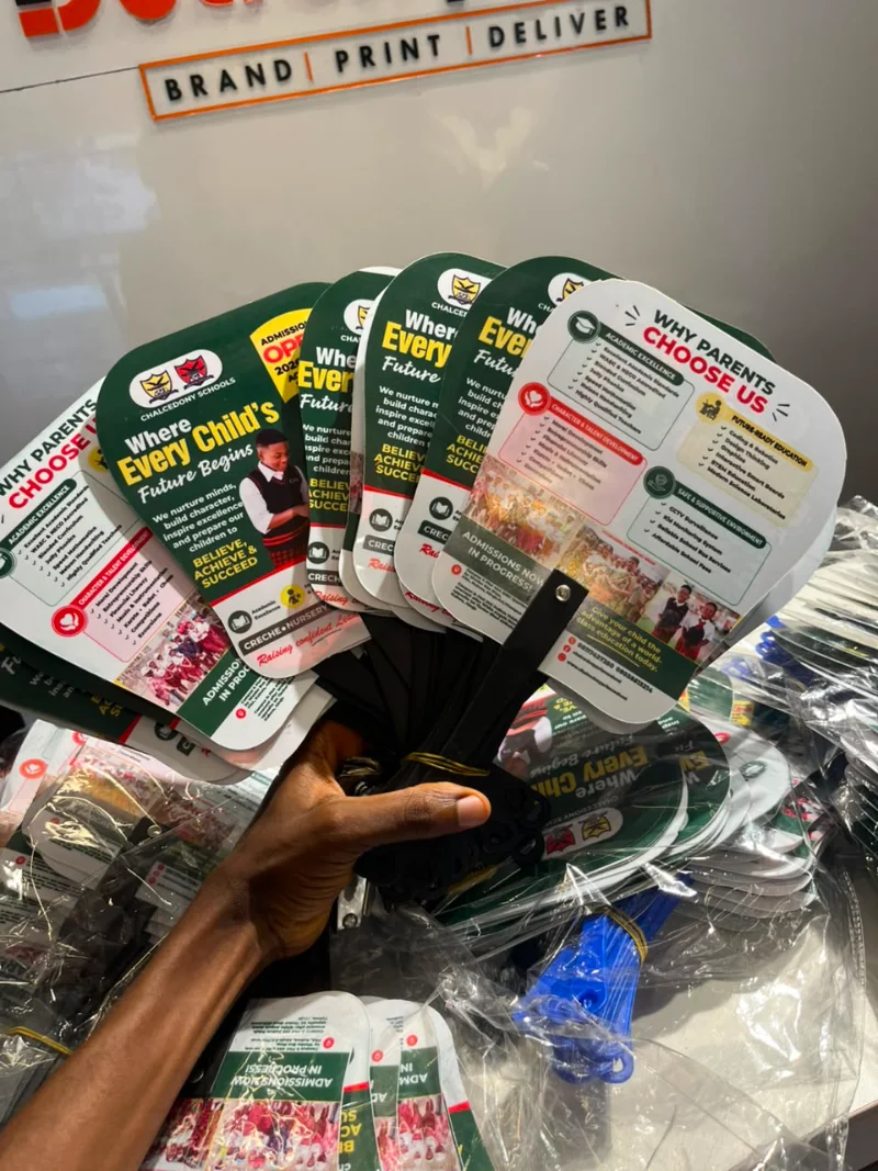 Custom Hand Fans printed for Chalcedony Schools